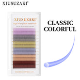 XIUSUZAKI Mix Color Eyelashes Make up High Quality Soft Natural Synthetic Mink Rainbow Eyelash Extension Supplies 6 Colors Mix